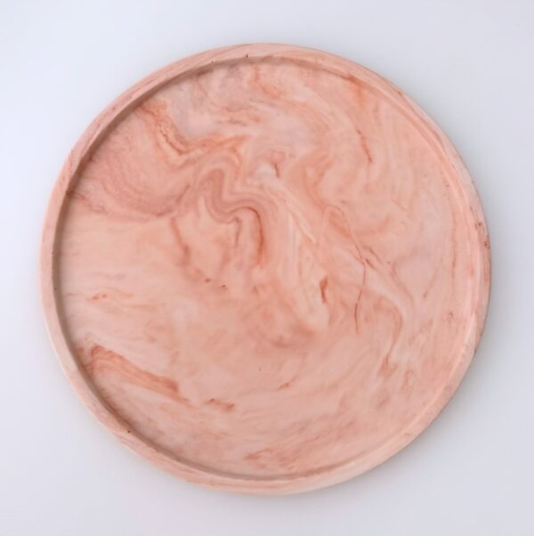 Plateau rond en jesmonite terracotta