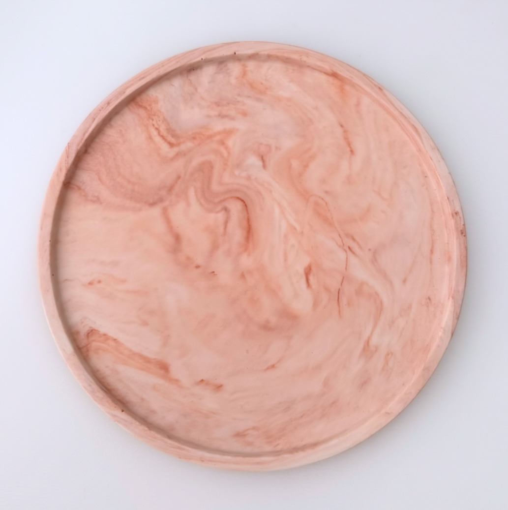 Plateau rond en jesmonite terracotta